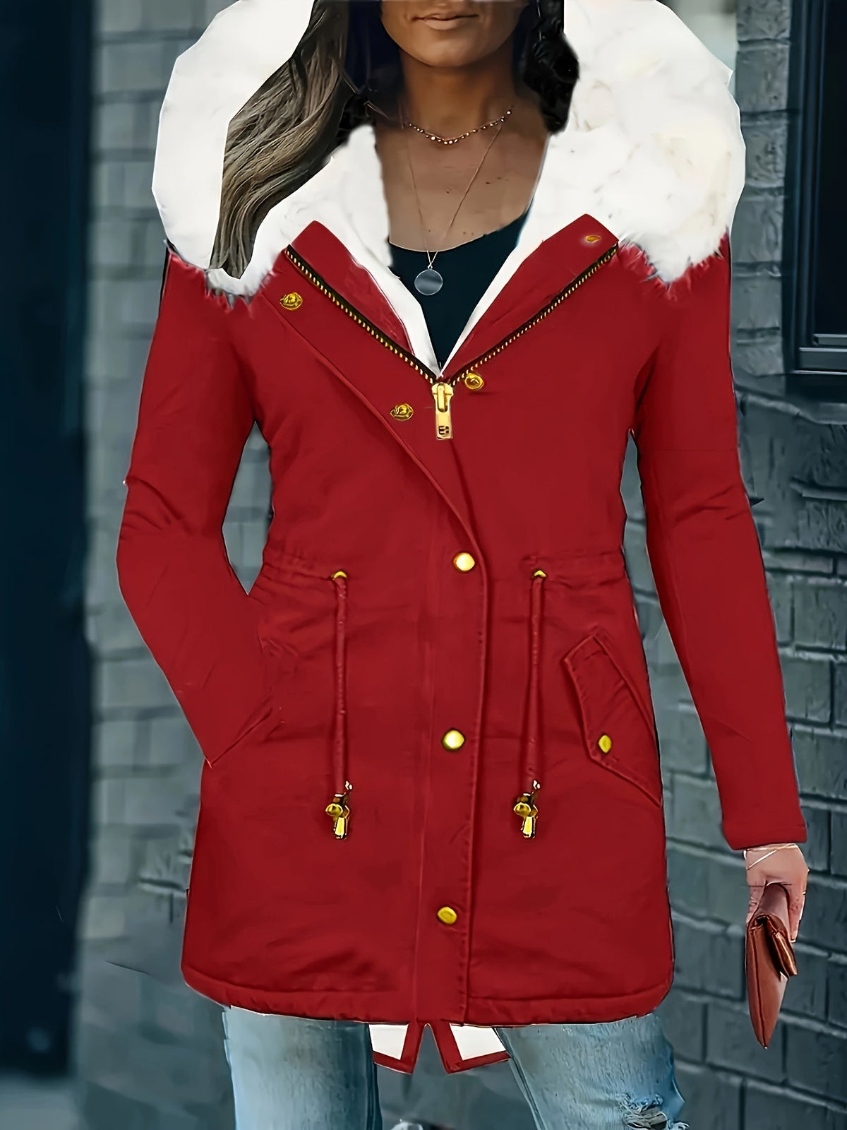 Lotte | Casual jas met capuchon en nep bont