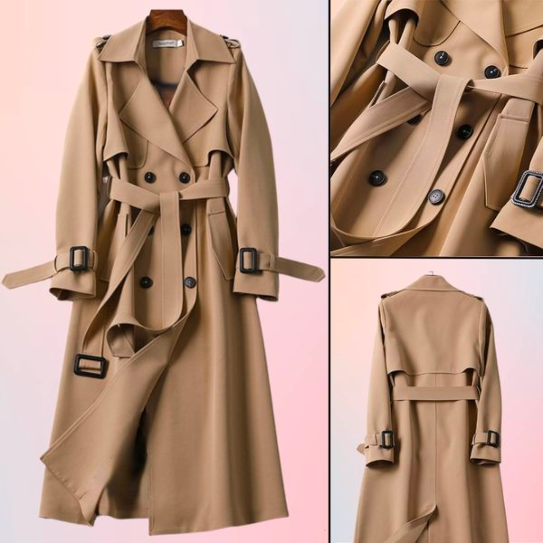 Lotte | Elegante lange dames jas met dubbele knopen
