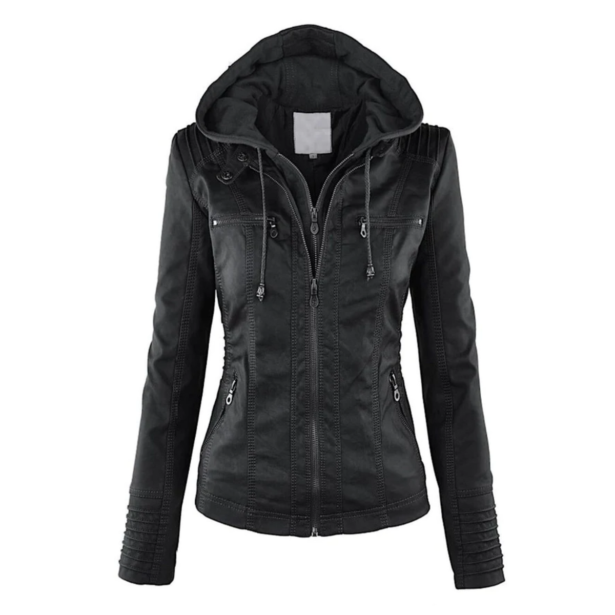 Lotte | Elegante leren dames jas met capuchon