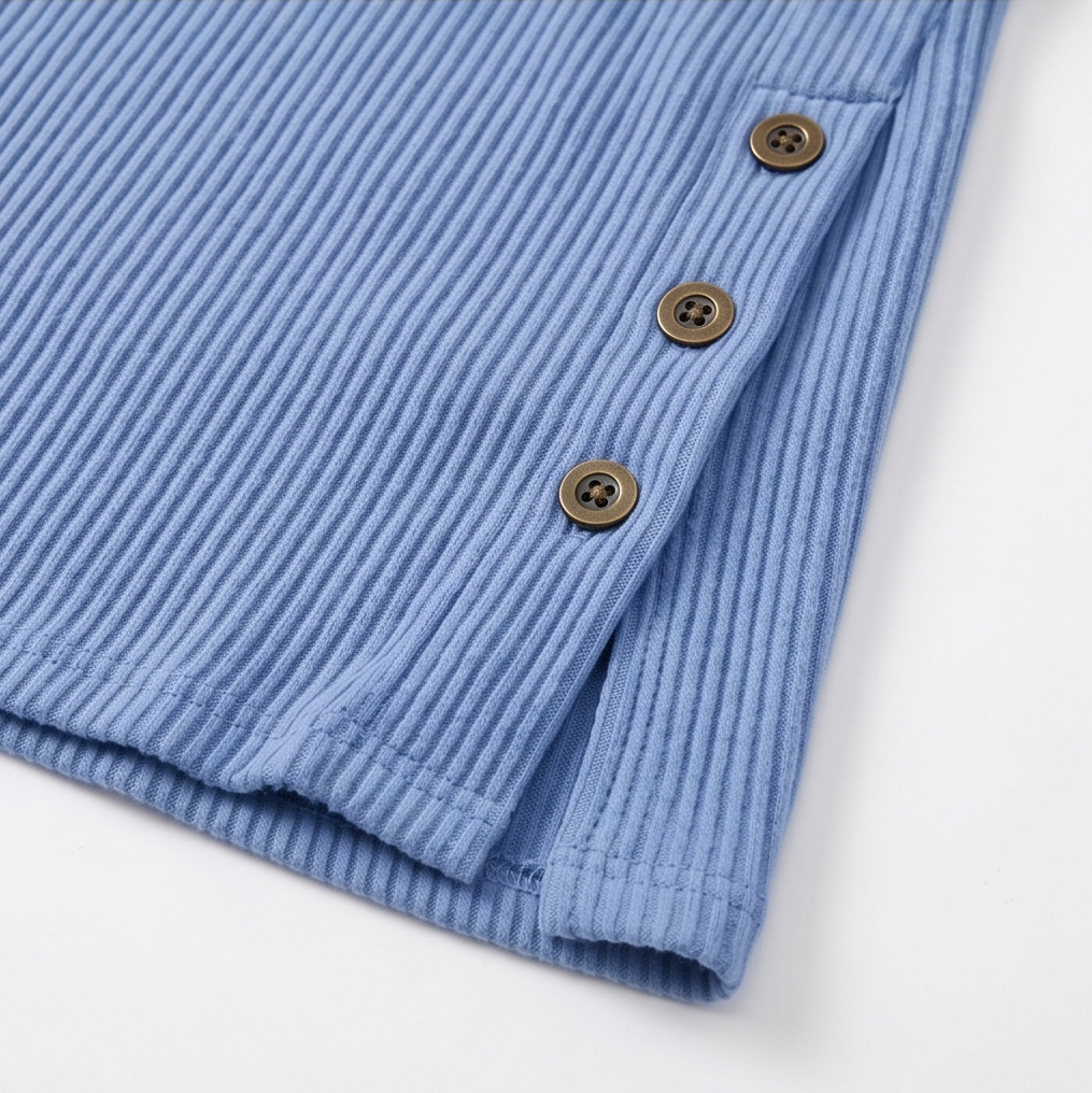 Lunavia - Geribde Button-Up Henley Tuniek
