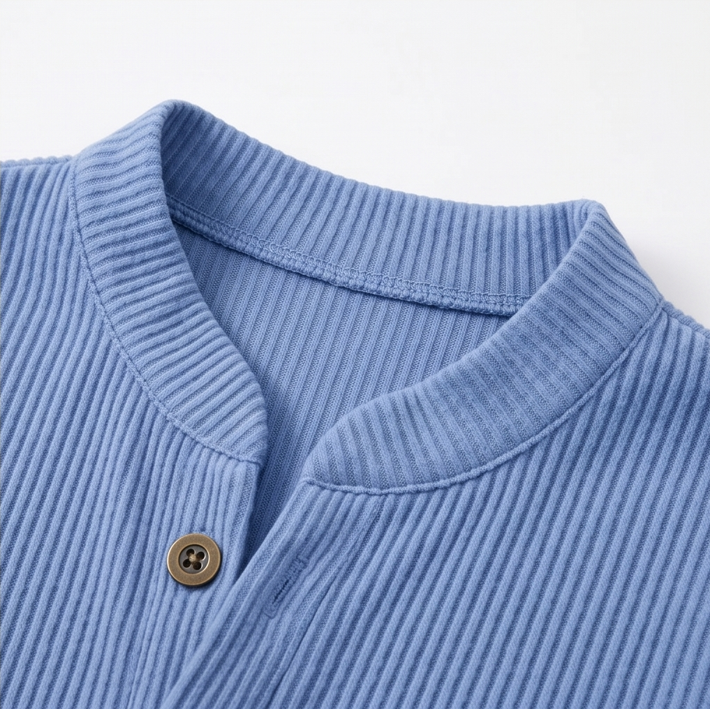 Lunavia - Geribde Button-Up Henley Tuniek