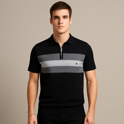 Heren poloshirt met gestreept breiwerk