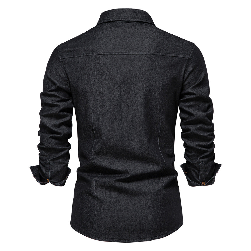 Martin | Elastisch katoenen denim overhemd