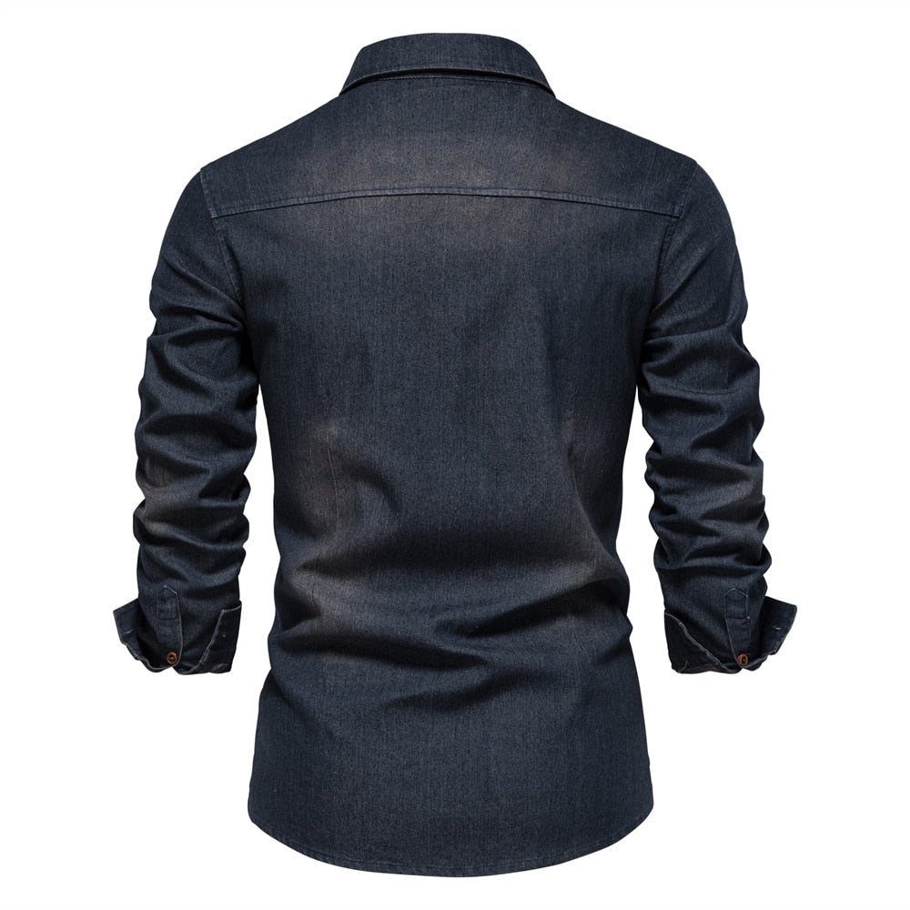 Martin | Elastisch katoenen denim overhemd