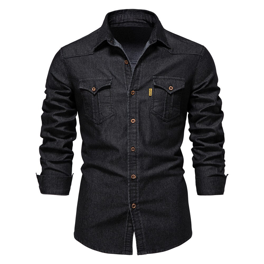 Martin | Elastisch katoenen denim overhemd