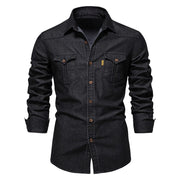 Martin | Elastisch katoenen denim overhemd