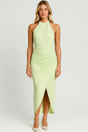 Midi Jurk Dames Halter Open Rug Bruiloft Gast Zomer