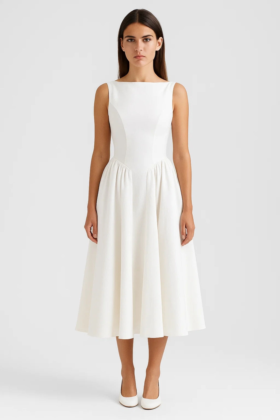 Midi Jurk Dames Open Rug Aansluitend Casual Zomer