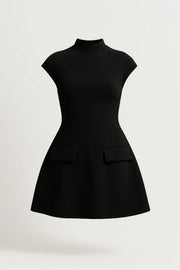 Mini Jurk Dames A-Lijn Opstaande Kraag Getailleerd Casual