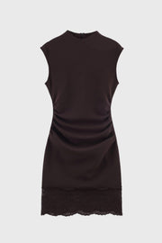 Mini Jurk Dames Getailleerd Mouwloos Kanten Zoom