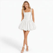 Mini Jurk Dames Korset Wit Casual