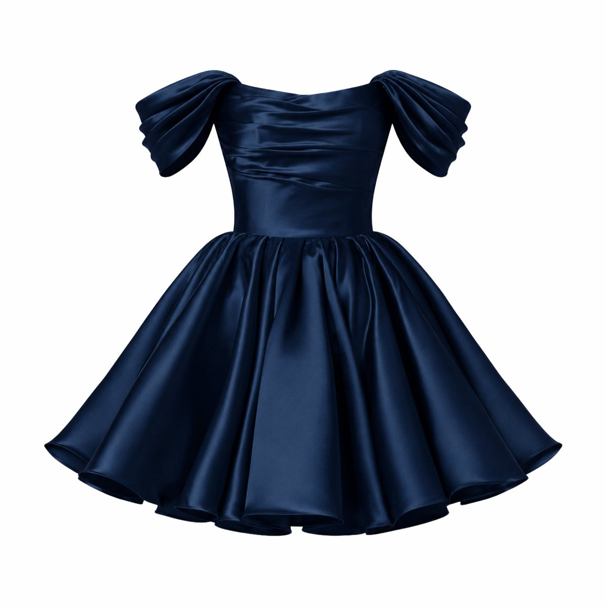 Mini Jurk Dames Satijn Off Shoulder Puff Mouwen