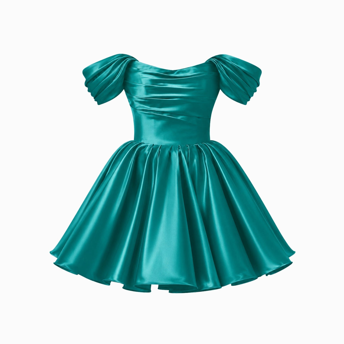 Mini Jurk Dames Satijn Off Shoulder Puff Mouwen