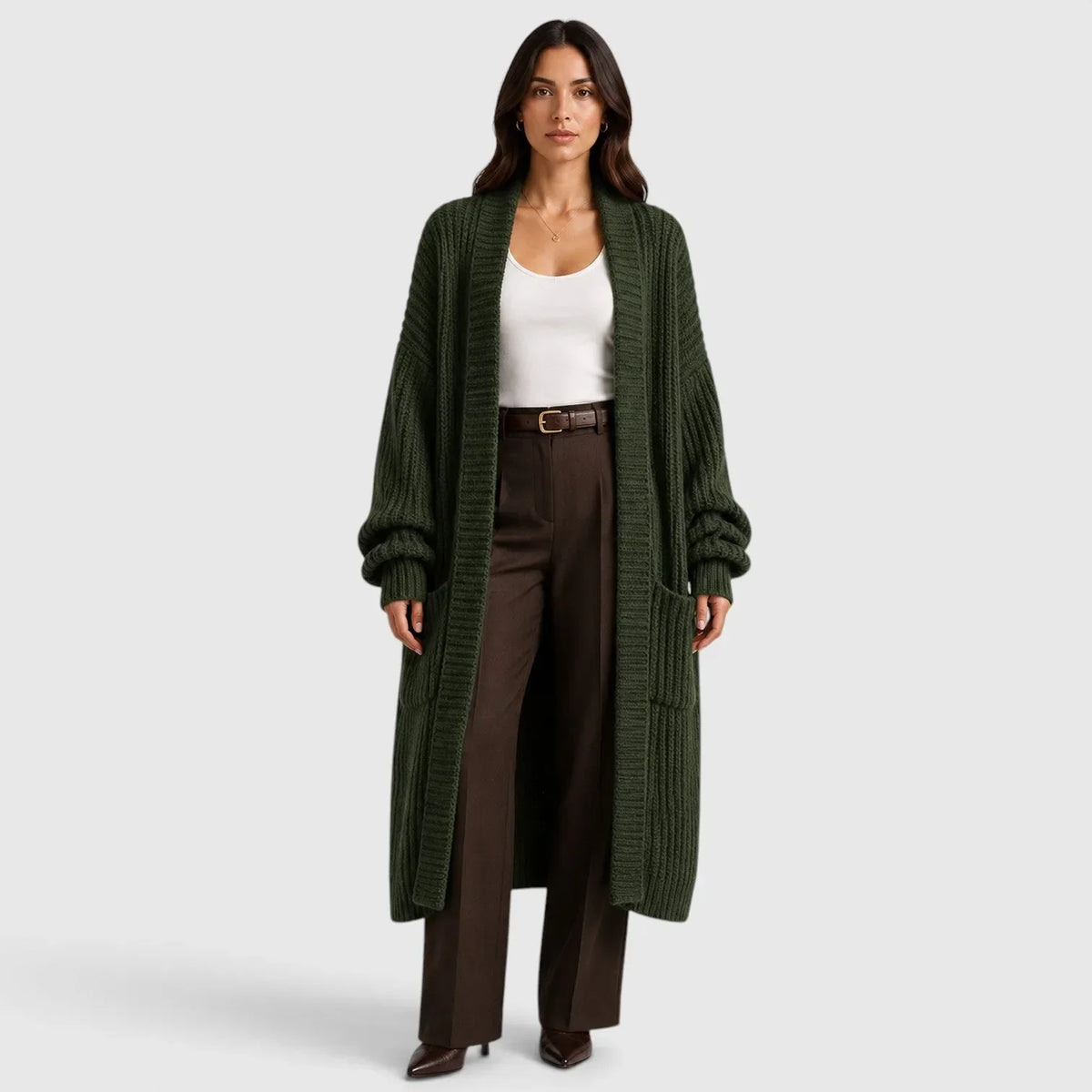 Oversized gebreide jas met zakken