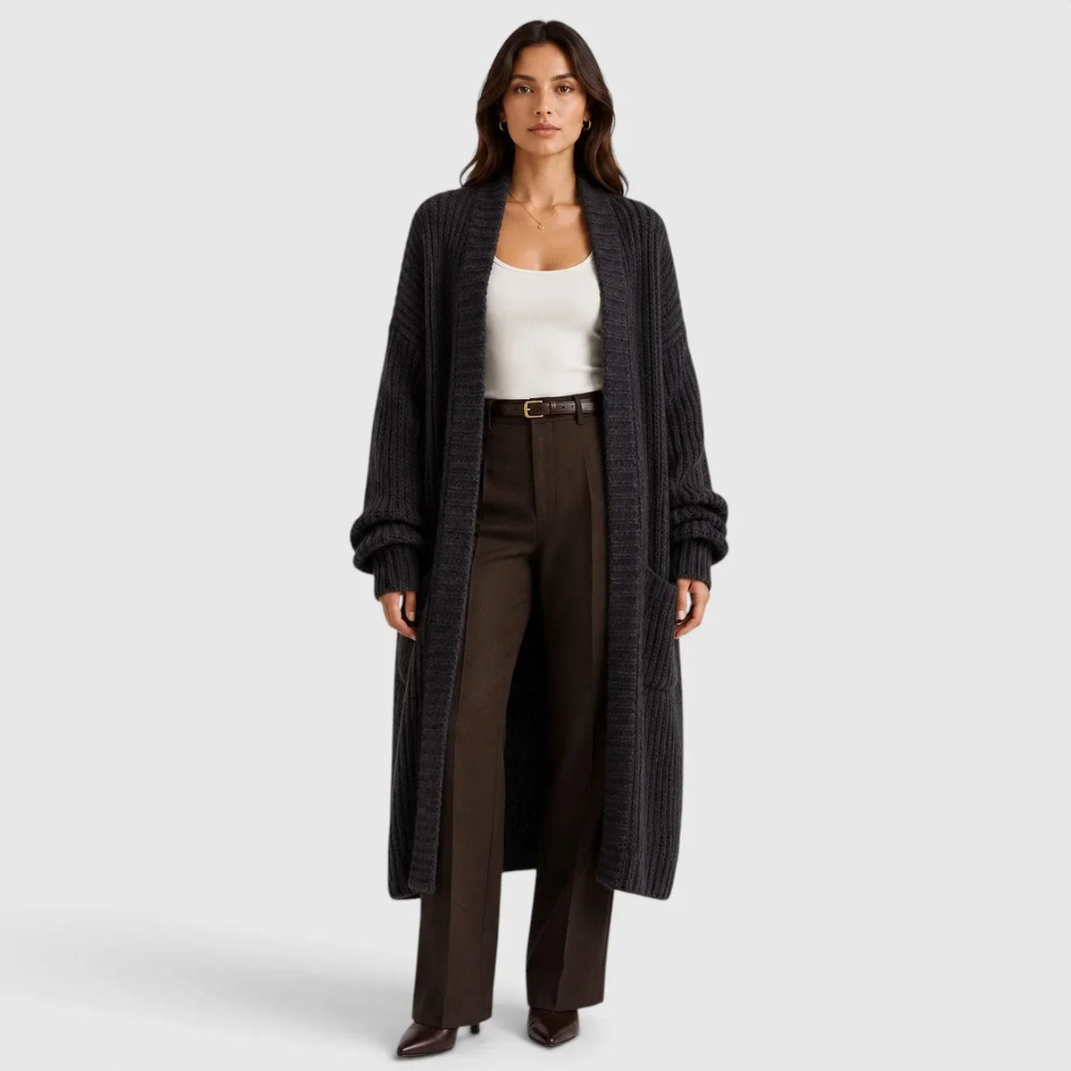 Oversized gebreide jas met zakken