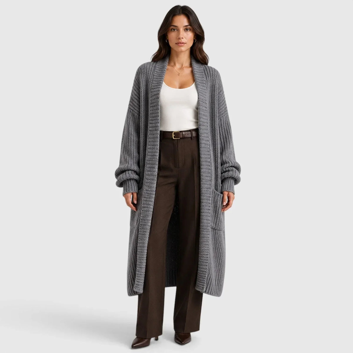 Oversized gebreide jas met zakken
