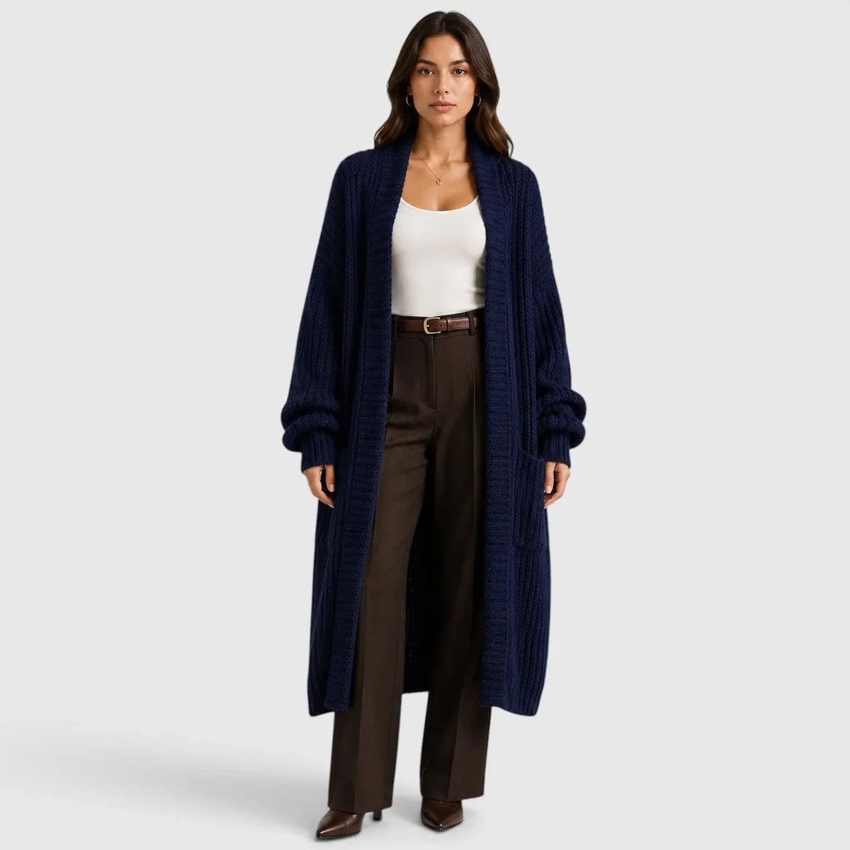 Oversized gebreide jas met zakken