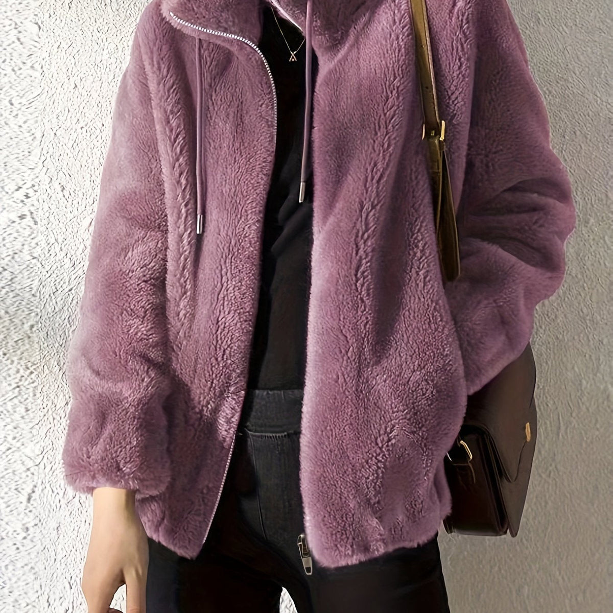 Nina | Casual warme teddyjas met trekkoord en rits