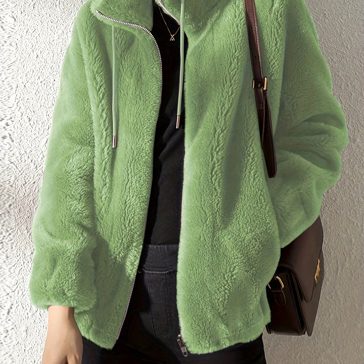 Nina | Casual warme teddyjas met trekkoord en rits