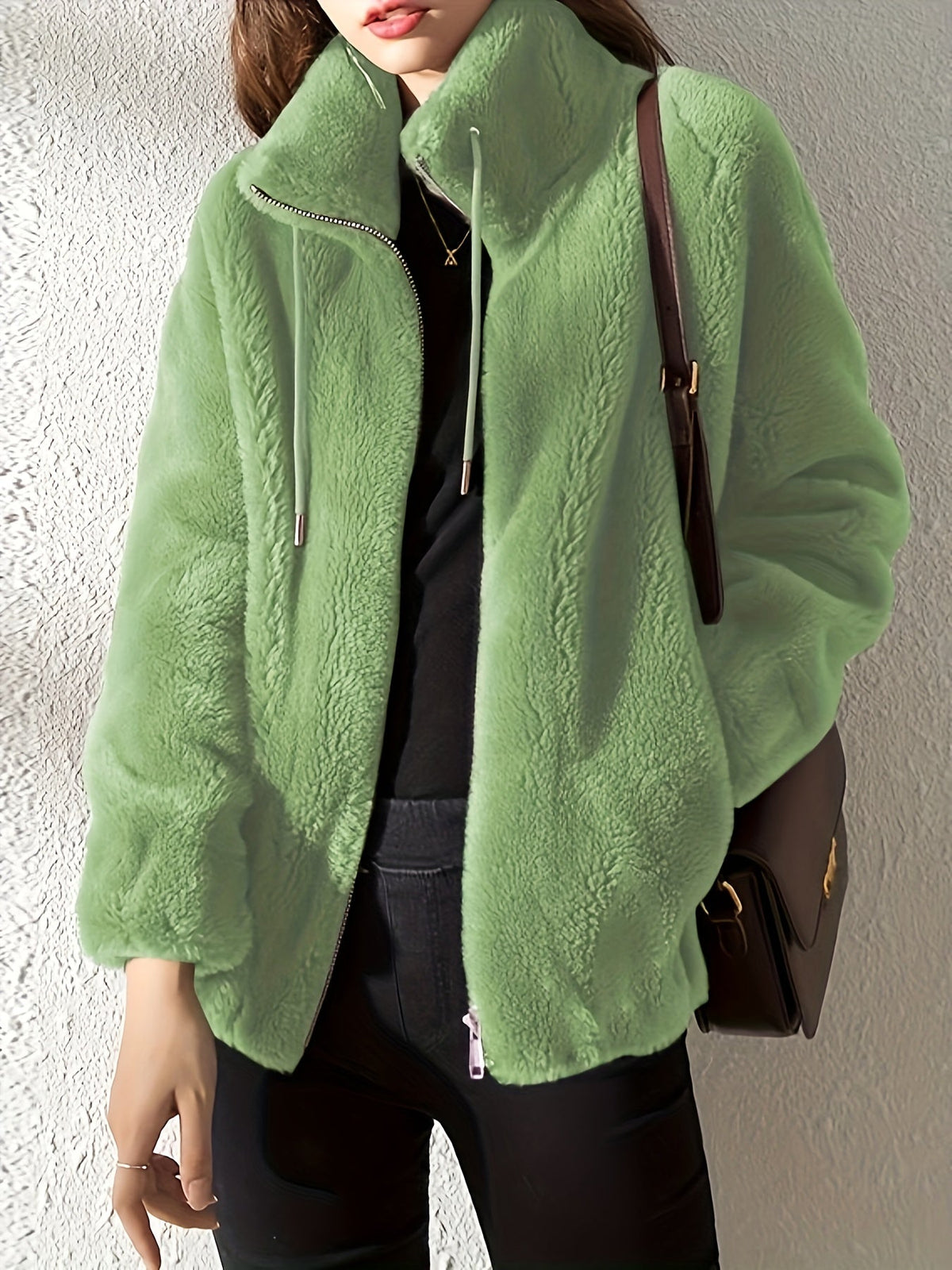 Nina | Casual warme teddyjas met trekkoord en rits