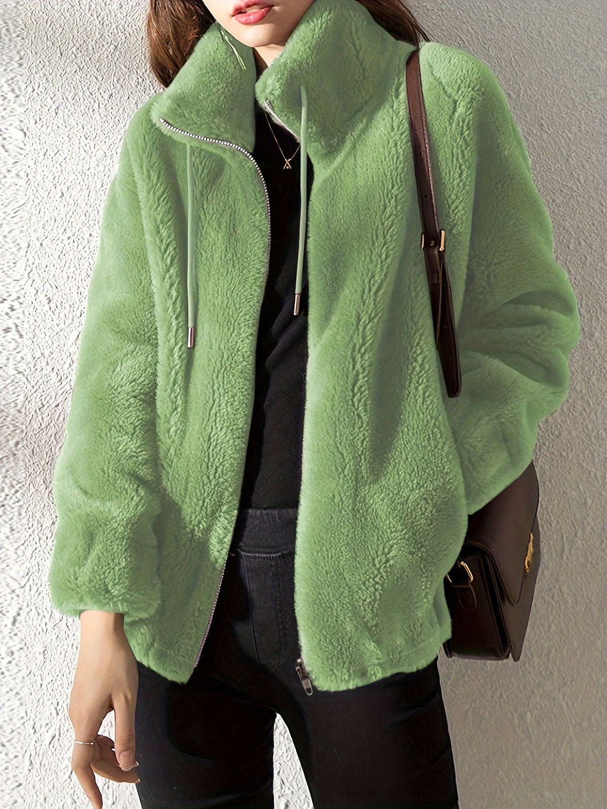 Nina | Casual warme teddyjas met trekkoord en rits