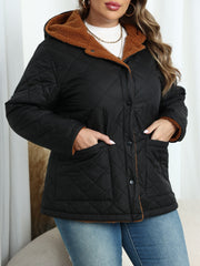 Nina | Plus size pluche gevoerde capuchon gewatteerde jas
