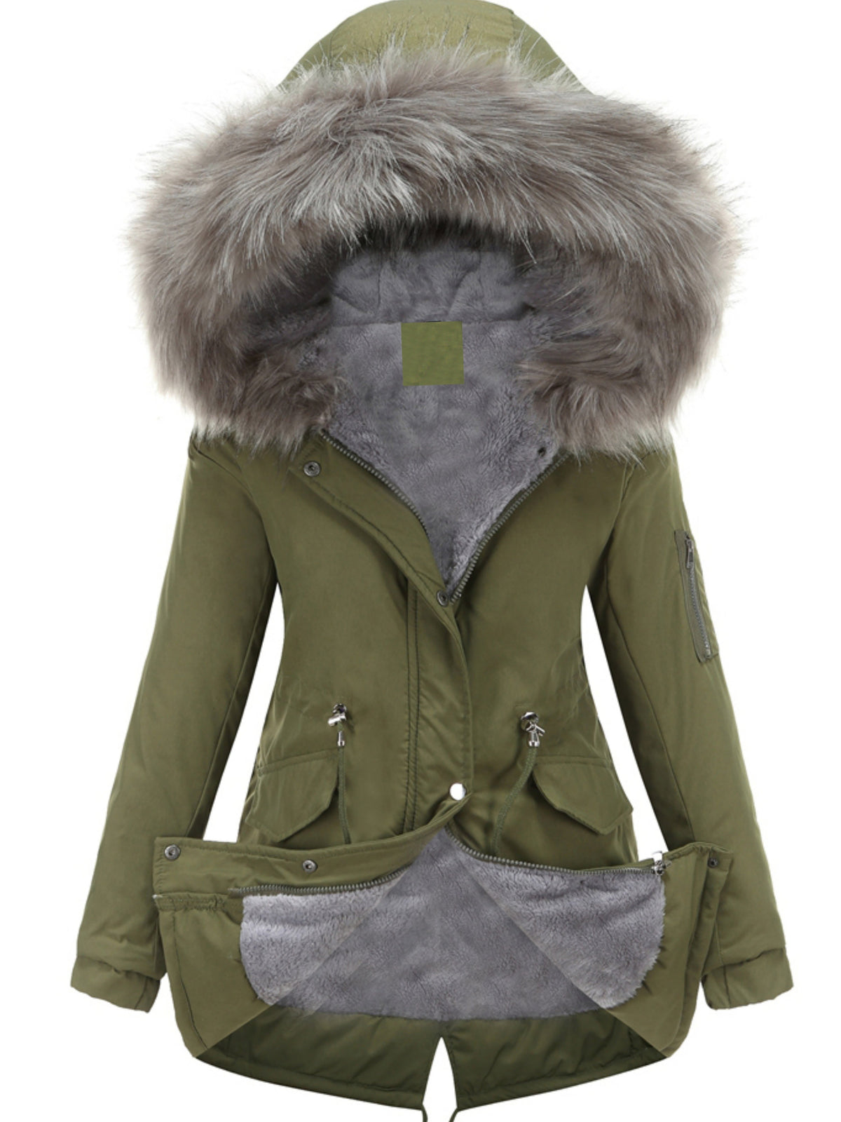Nina | Ritsbare fuzzy hoodie parka jas