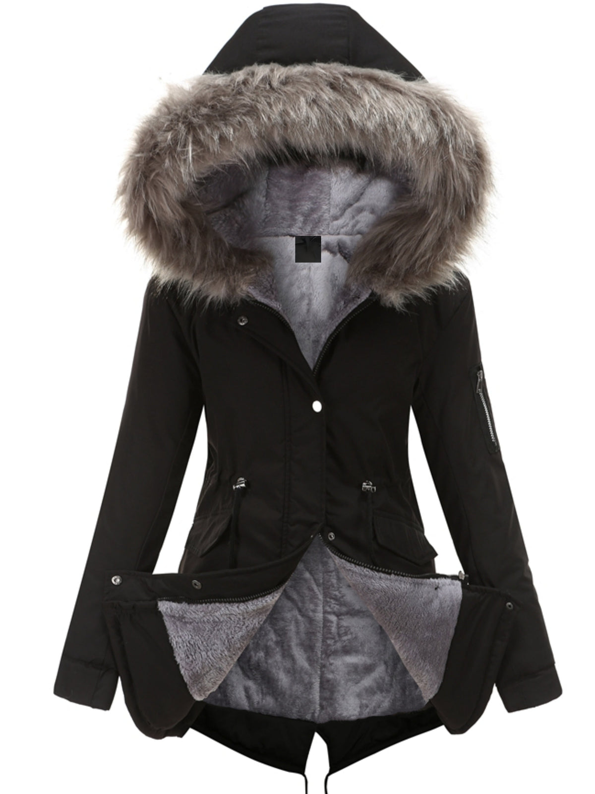 Nina | Ritsbare fuzzy hoodie parka jas
