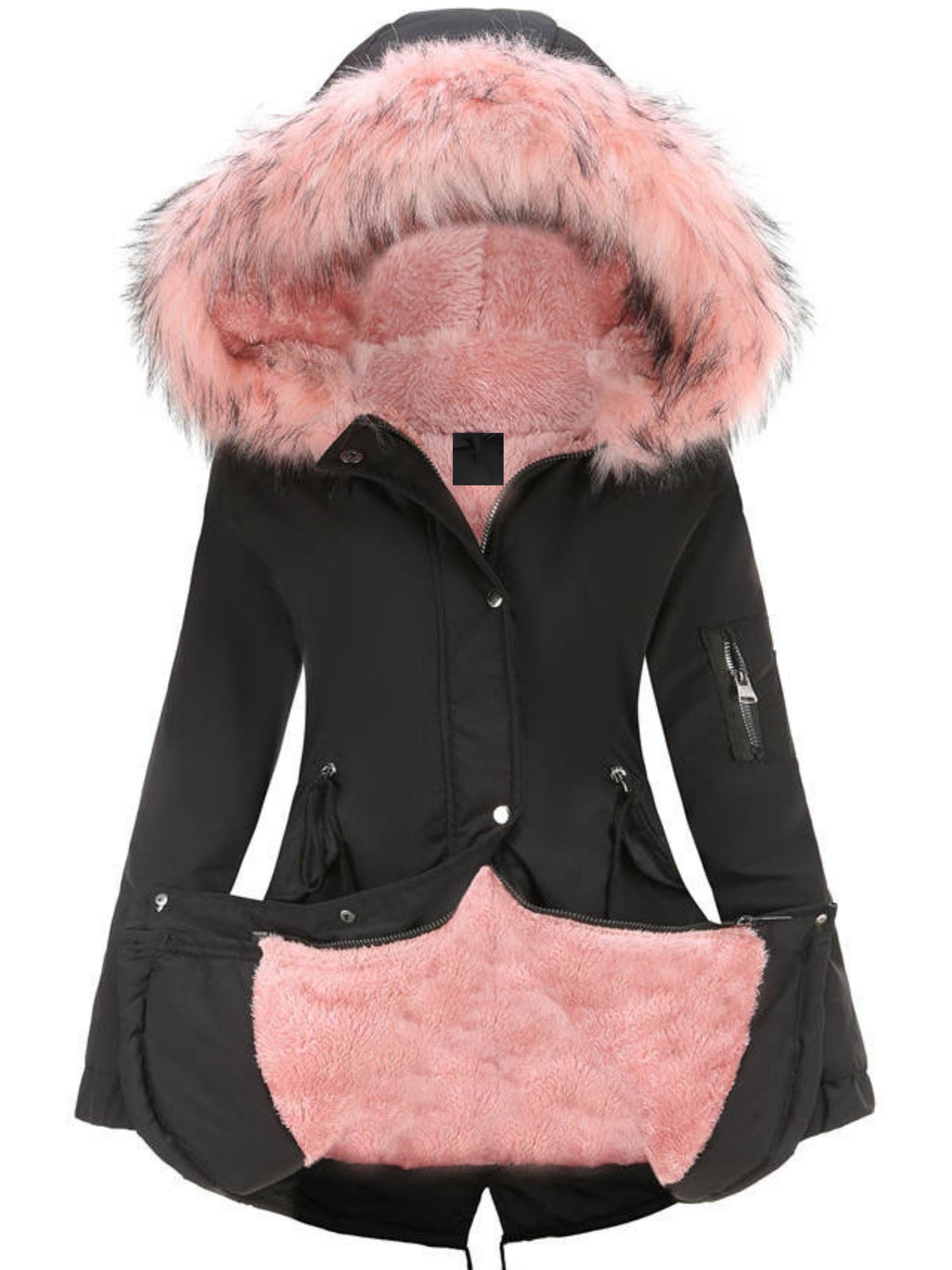 Nina | Ritsbare fuzzy hoodie parka jas