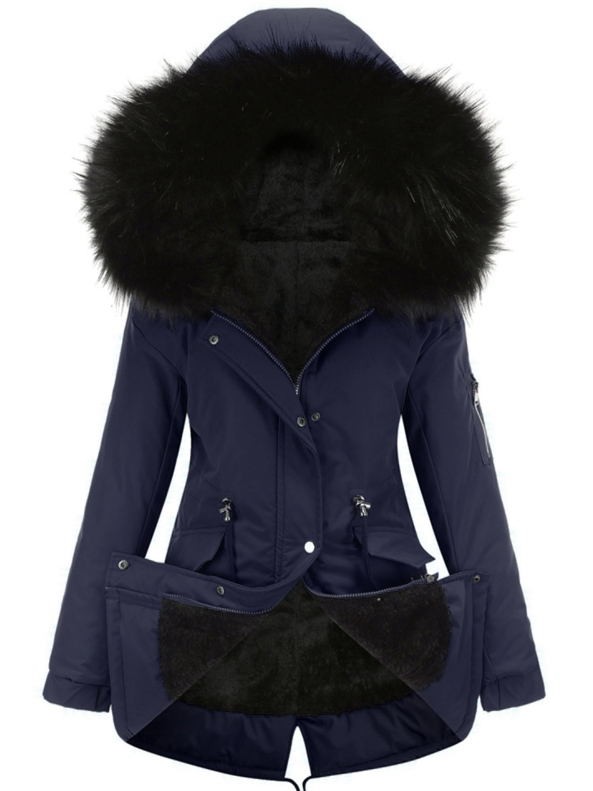 Nina | Ritsbare fuzzy hoodie parka jas