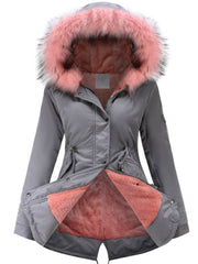 Nina | Ritsbare fuzzy hoodie parka jas
