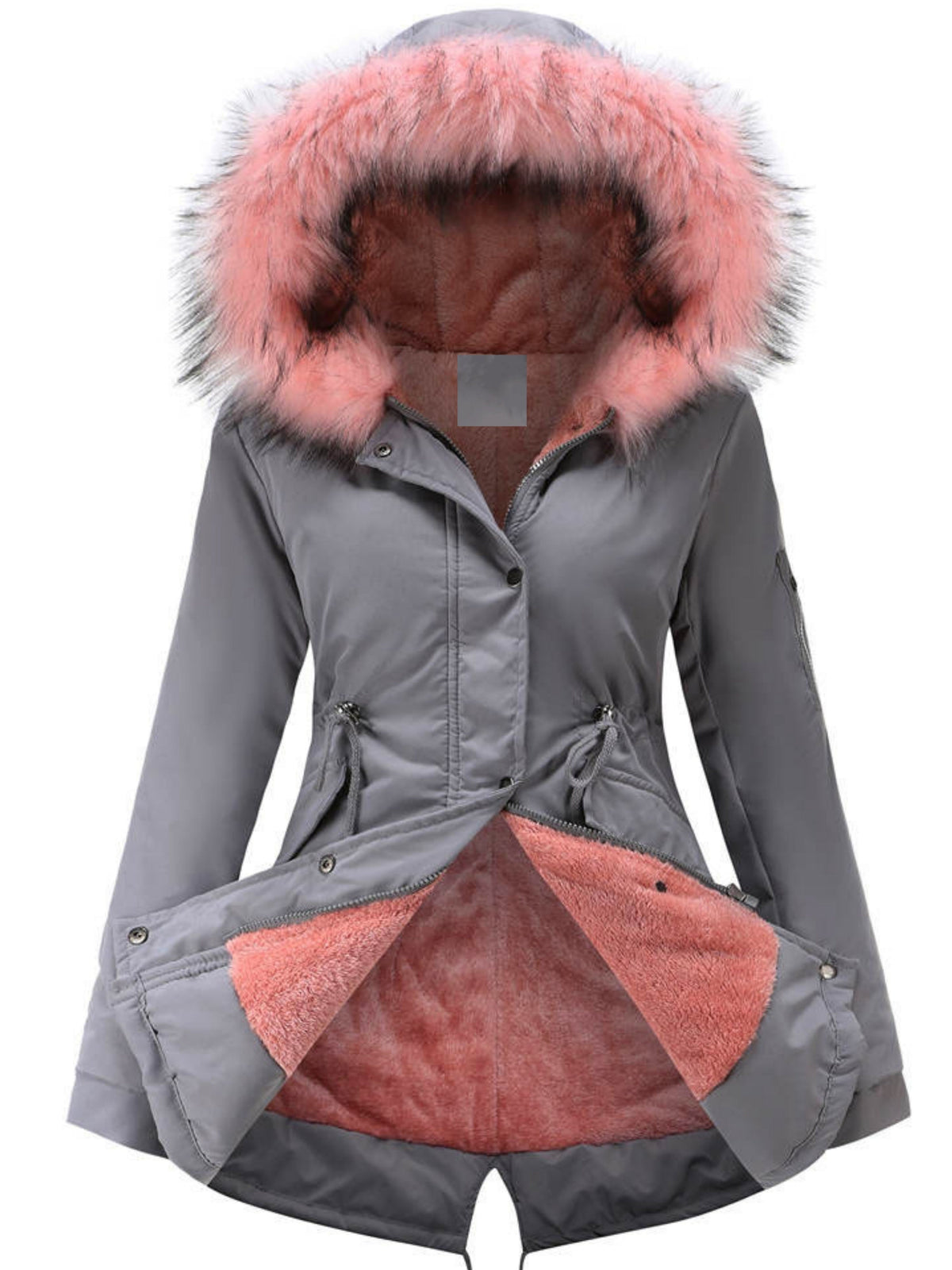 Nina | Ritsbare fuzzy hoodie parka jas