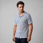 Open Knit Stripe Resort Shirt Heren Zomer Casual