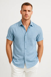 Overhemd Heren Korte Mouw Regular Fit Klassieke Kraag Zomer