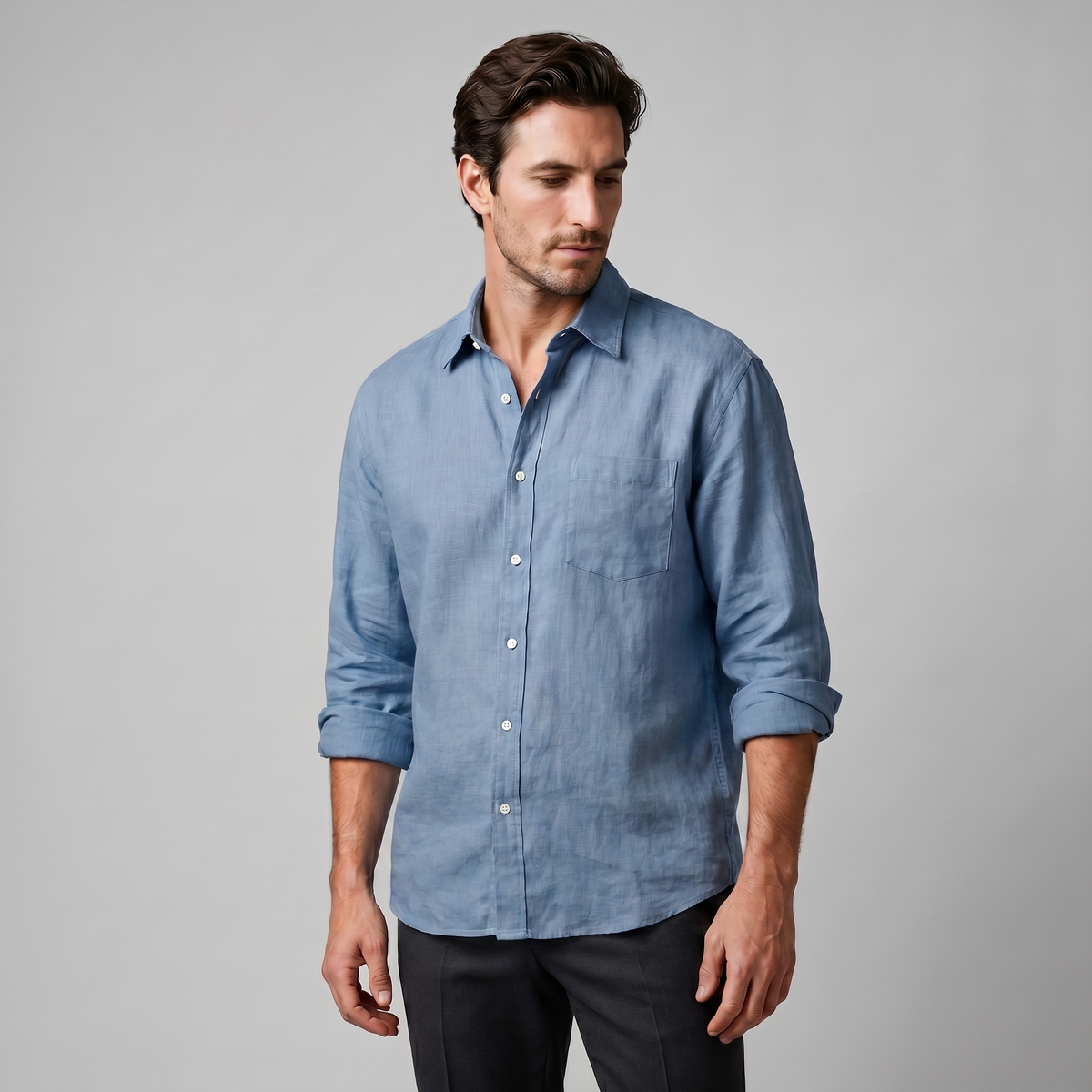Overhemd Heren Oversized Lange Mouwen Casual