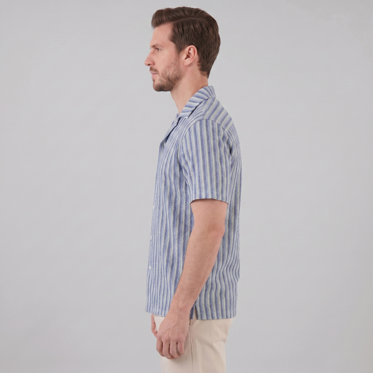 Overhemd Heren Verticale Strepen Resort Casual Zomer