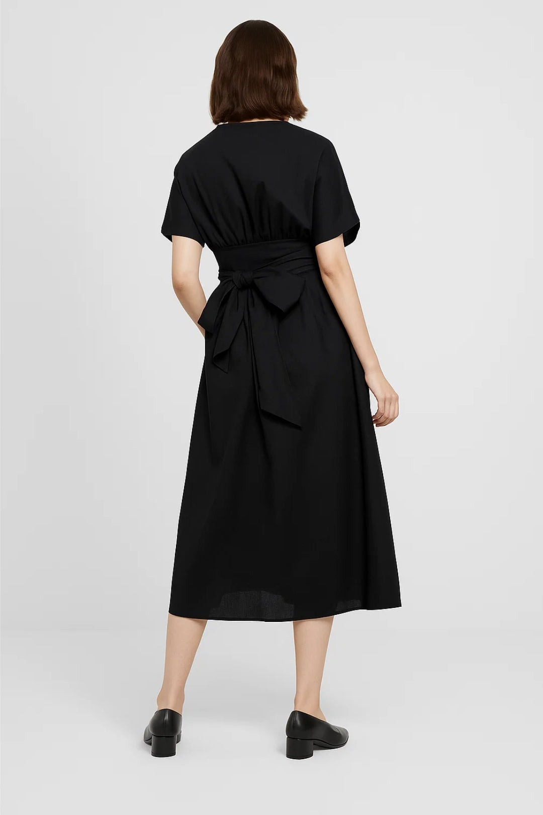 Overslag Midi Jurk Dames Korte Mouwen Casual