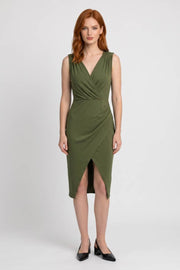 Overslag Midi Jurk Dames V Hals Split Casual