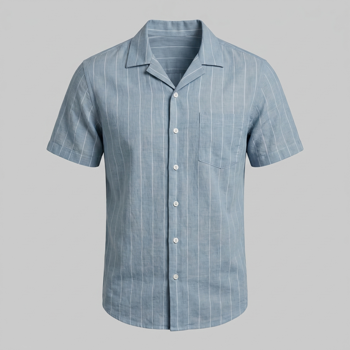 Pinstripe Camp Shirt Heren Korte Mouwen Casual Zomer