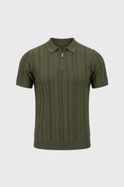 Polo Heren Regular Fit Halve Rits Geribde Textuur