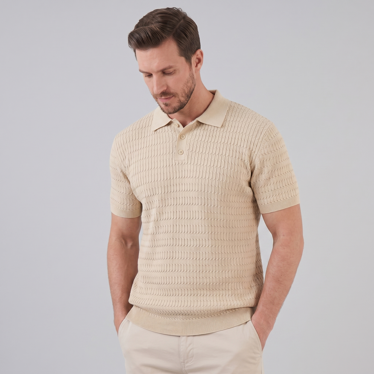 Polo Heren Slim Fit Lange Mouwen Smart Casual