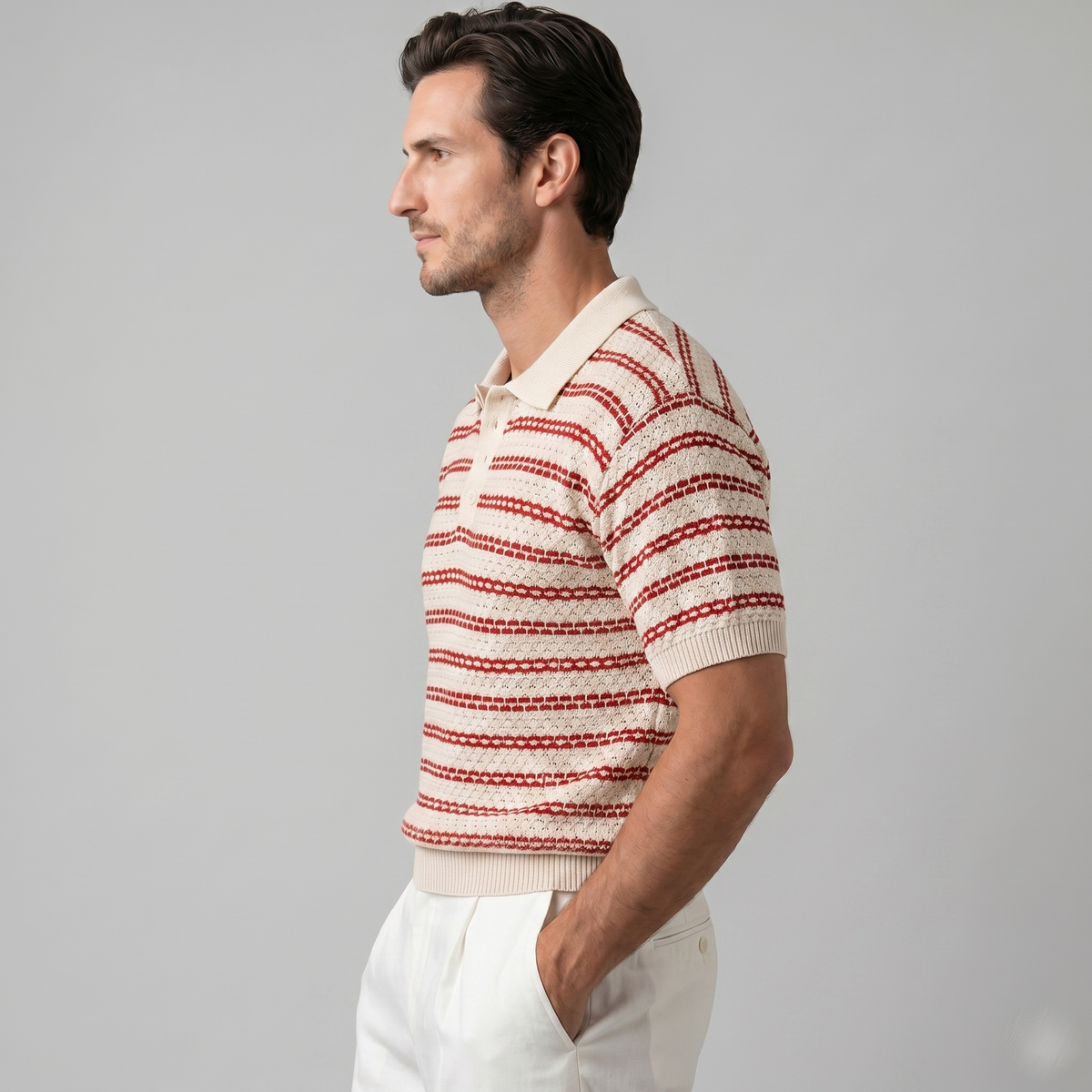 Polo Shirt Heren Gestreept Tailored Fit Casual