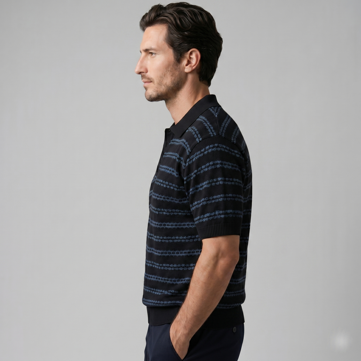 Polo Shirt Heren Gestreept Tailored Fit Casual