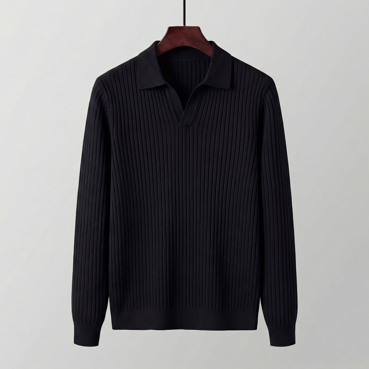 Polo Shirt Heren Lange Mouwen V-Hals Casual