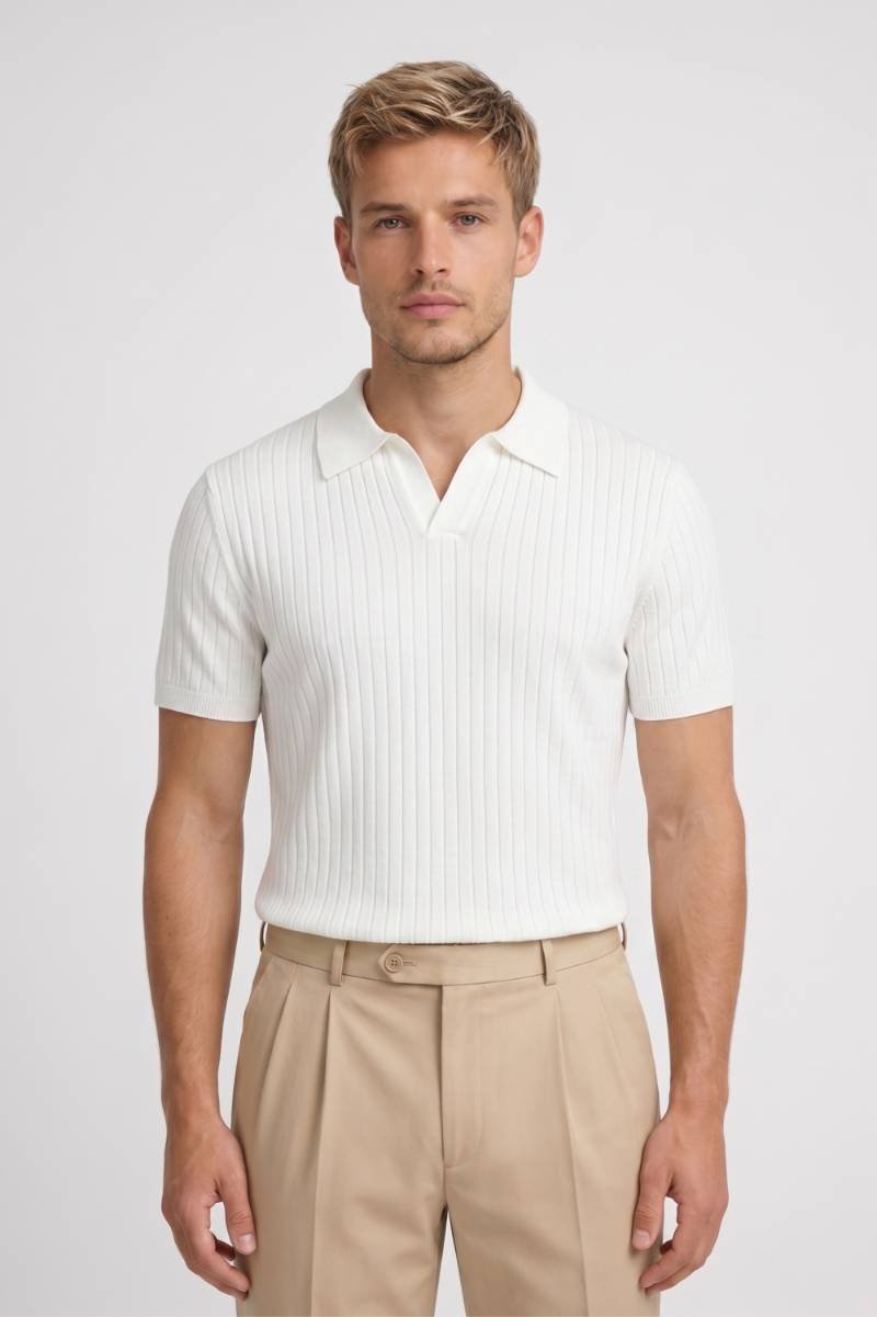 Polo Shirt Heren Regular Fit Geribde Knit Korte Mouwen