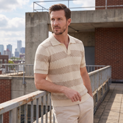 Poloshirt Heren Gebreide Textuur Lange Mouwen Casual Zomer