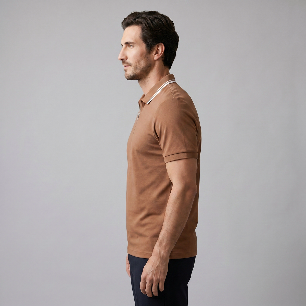 Poloshirt Heren Korte Mouwen Rits Casual