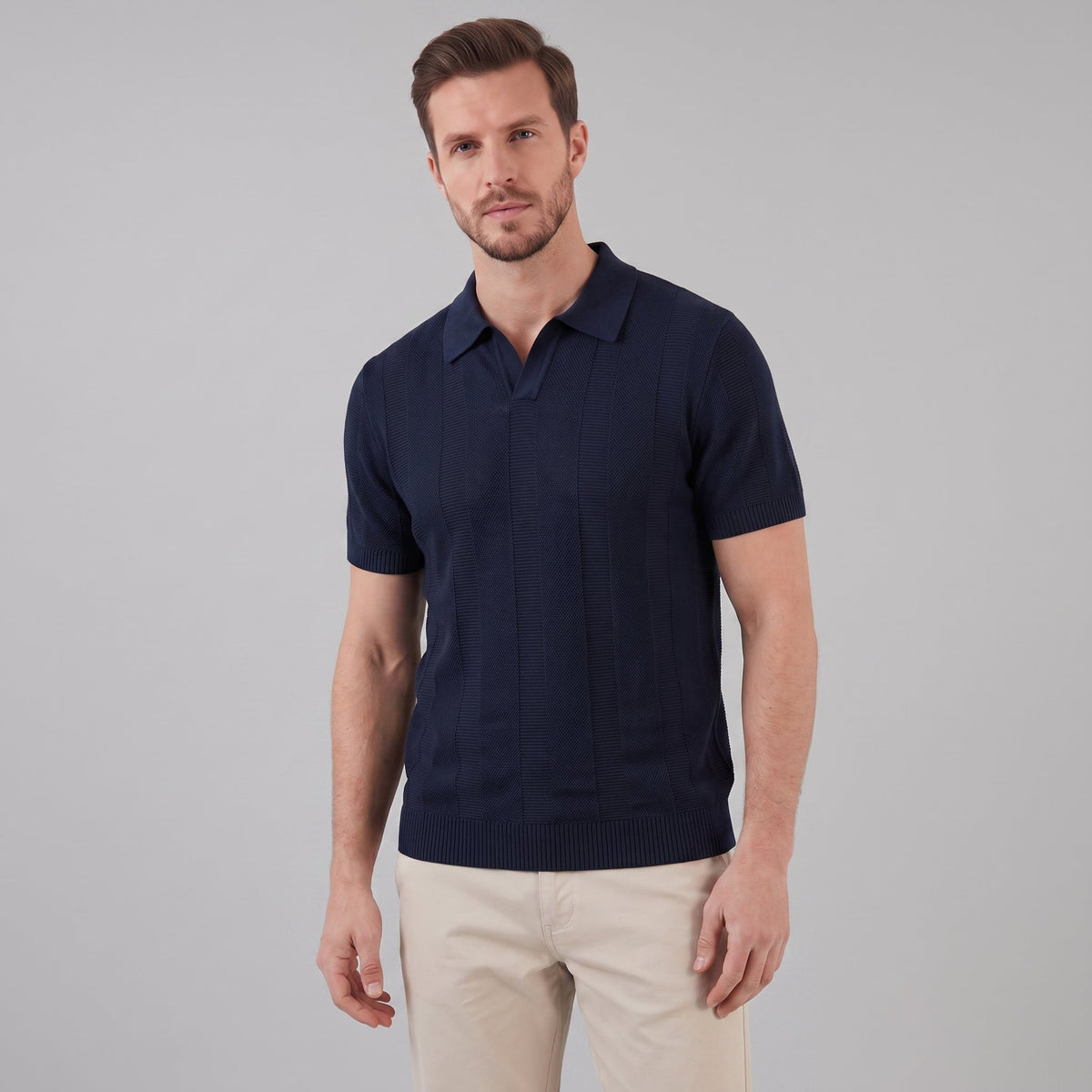 Poloshirt Heren Open Knit Casual Zomer