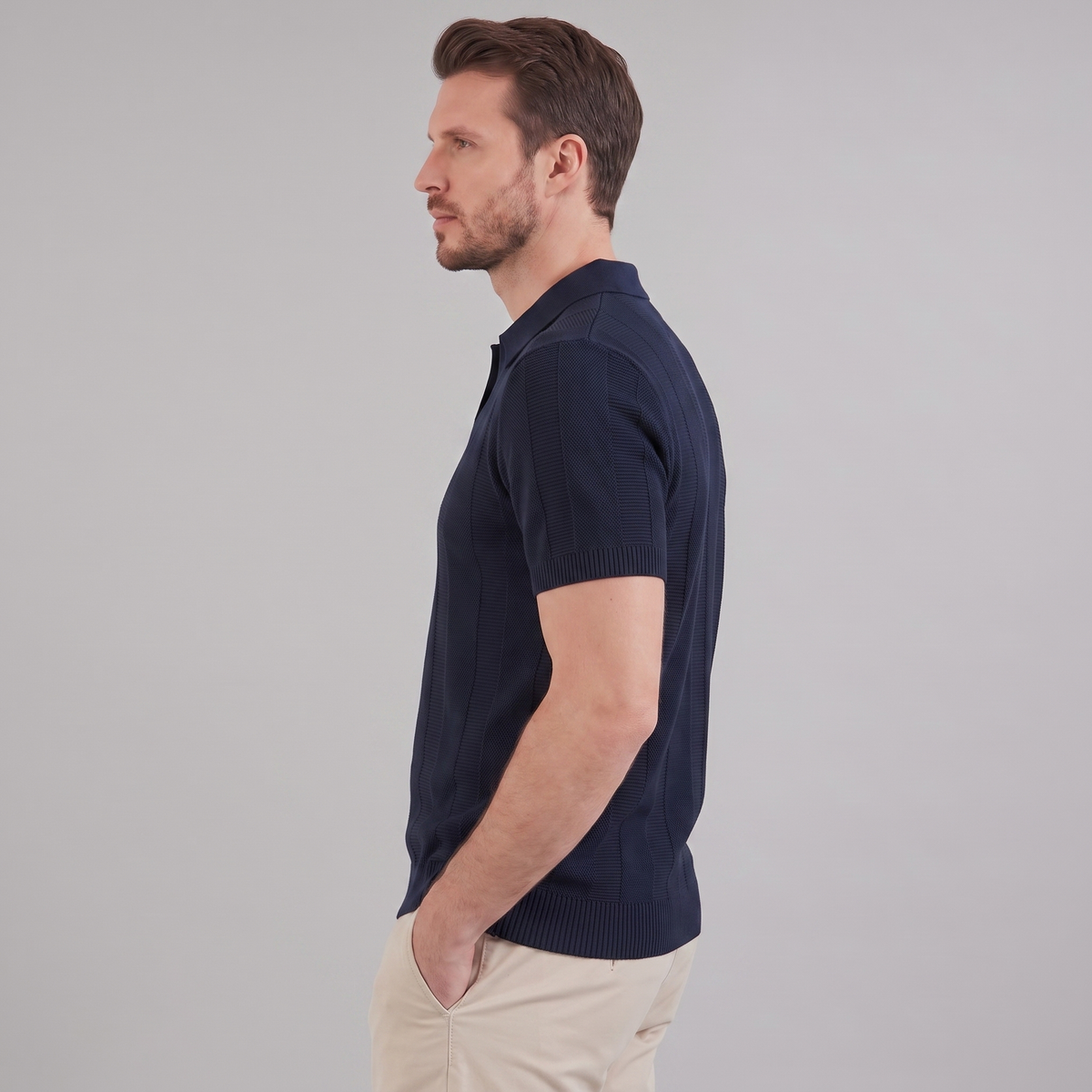 Poloshirt Heren Open Knit Casual Zomer
