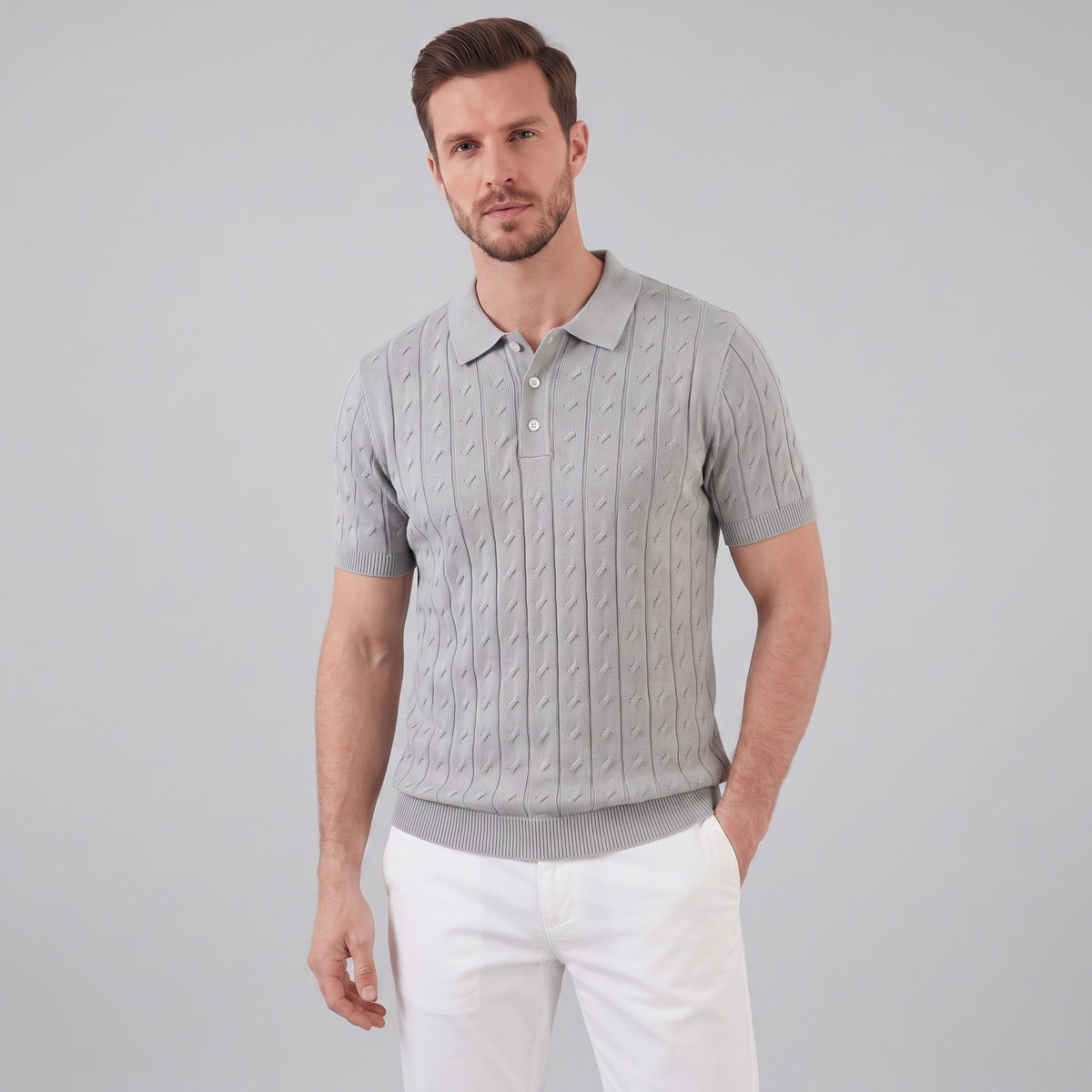 Poloshirt Heren Textured Knit Casual Zomer